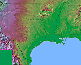 Relief Map Image of the Gulf Coast